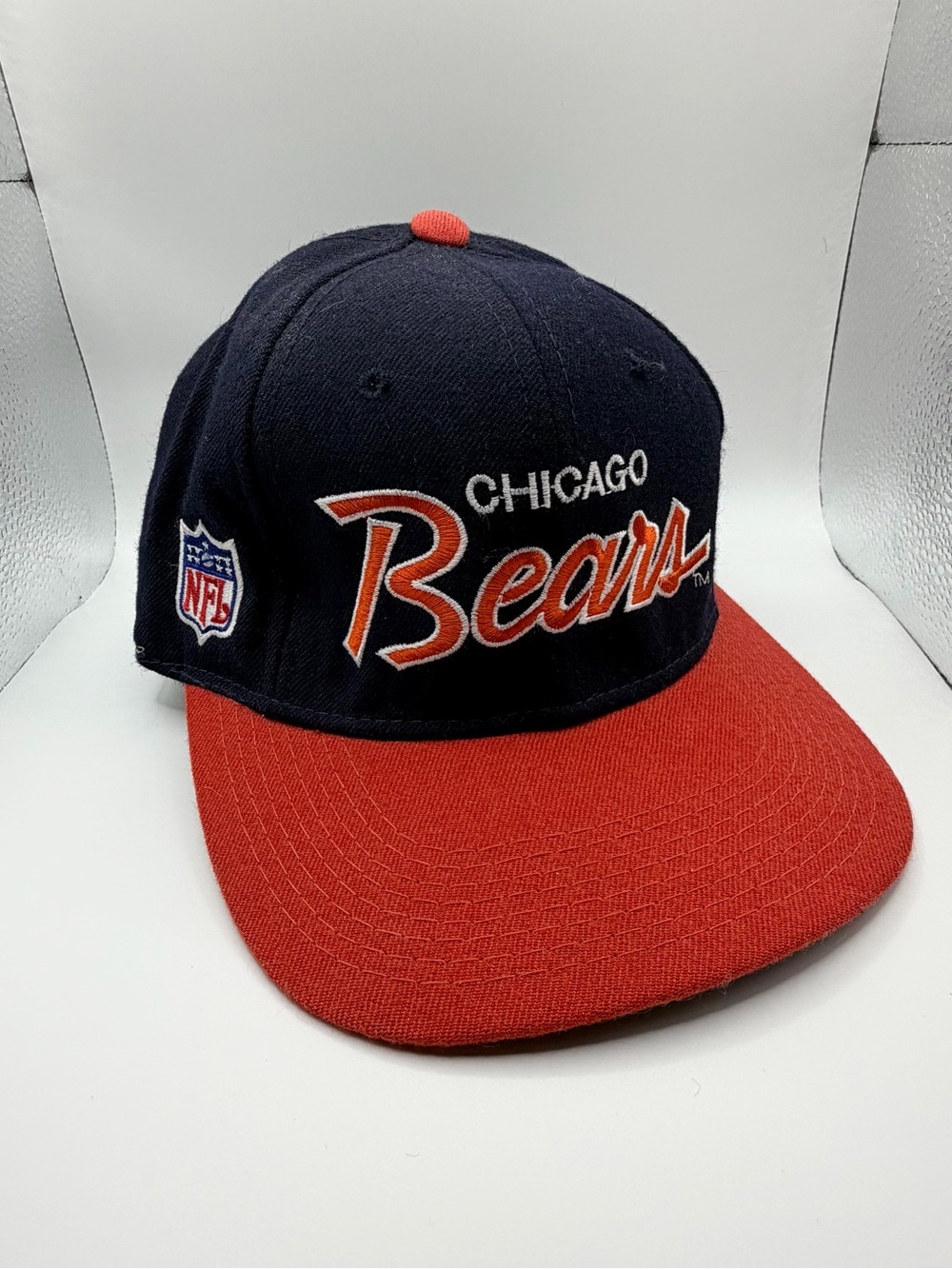 Vintage Sport Specialties Chicago Bears Script Wool Fitted Hat 6 7/8 NFL 90s Cap